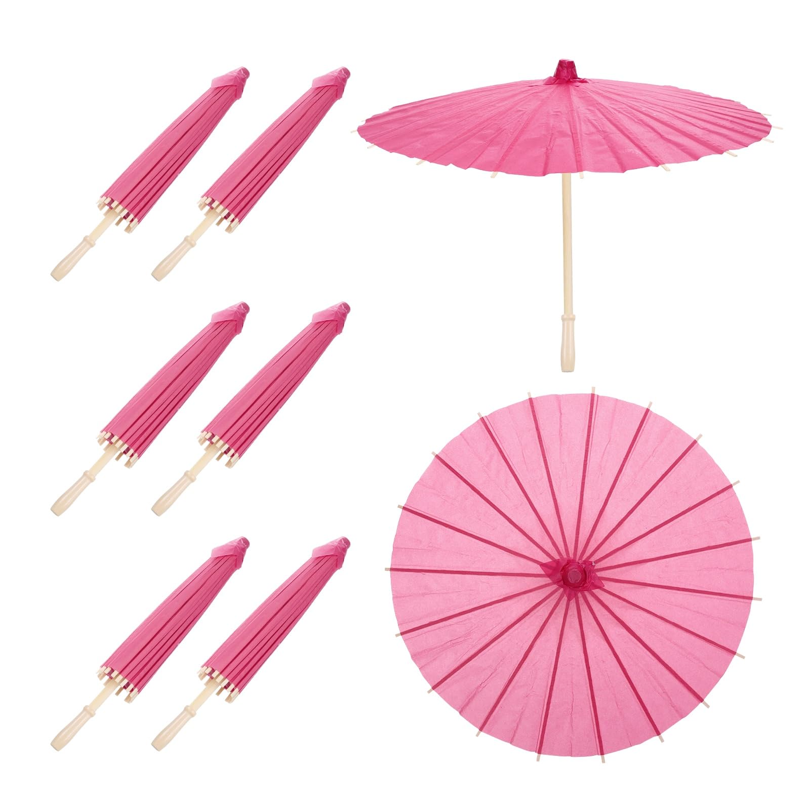 QUARKZMAN 6 Pezzi Ombrelli Di Carta 23.6" Ombrello Parasole Di Carta Fai Da Te Ombrelli Dipinti A Olio Per Fotografia Decorazioni Artigianali Matrimonio Feste Decorazione Rosso Rosa
