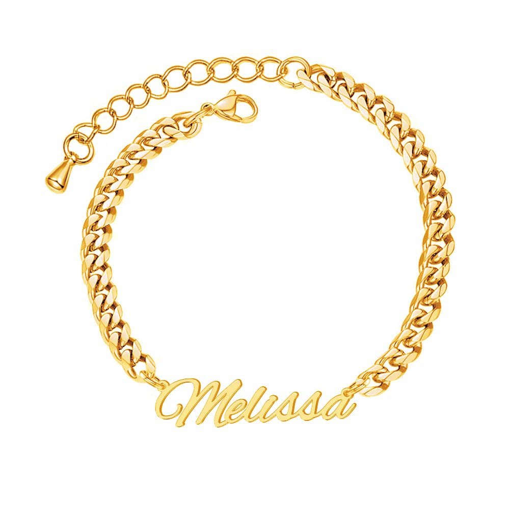 Corissy Custom Name Bracelet Fathers Day Bracelet for Dad 18k Gold Plated Personalized Bracelet for Men Jewelry Gift for Him