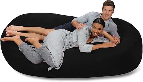 Miniatura 116 de Comfy Sacks - Puf de espuma viscoelástica de 7.5 pies, tumbona de piel sintética color negro Piel sintética, color negro,Piel sintética de color