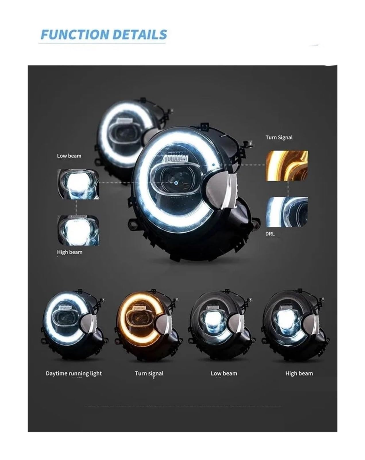 Dynamiczne kierunkowskazy do BMW Mini & Cooper R56 R57 R58 i R59 (2007-2013); przedni i tylny blok optyczny (2011-2013)