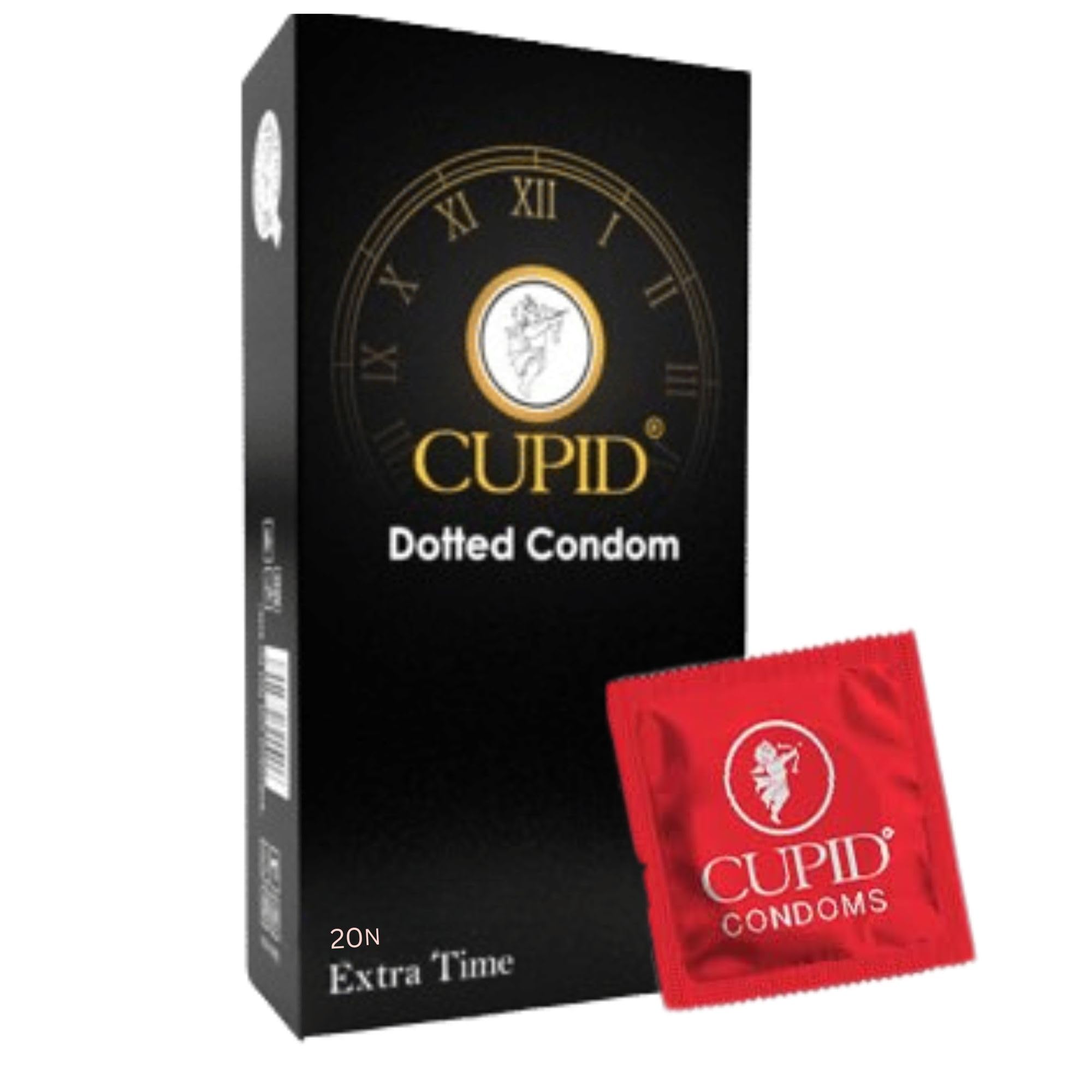 Cupid Dotted & Extra TIme Condoms (Pack of 3) | Lubricated & Multitextured Condoms | For Her Enhanced Pleasure | Pack of 3, 20 Pcs Each-image-0