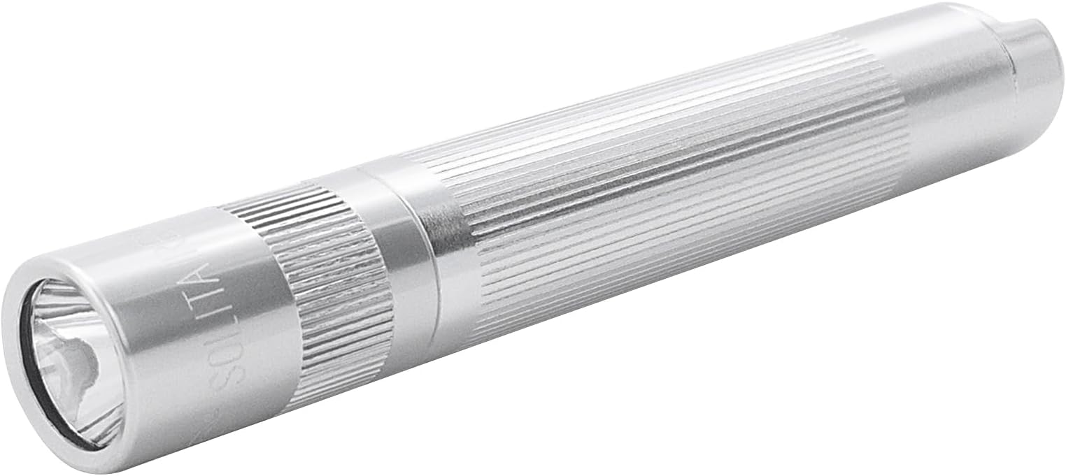 Solitaire LED 1-Cell AAA Flashlight – Compact, Water-Resistant, Adjustable Beam – Silver