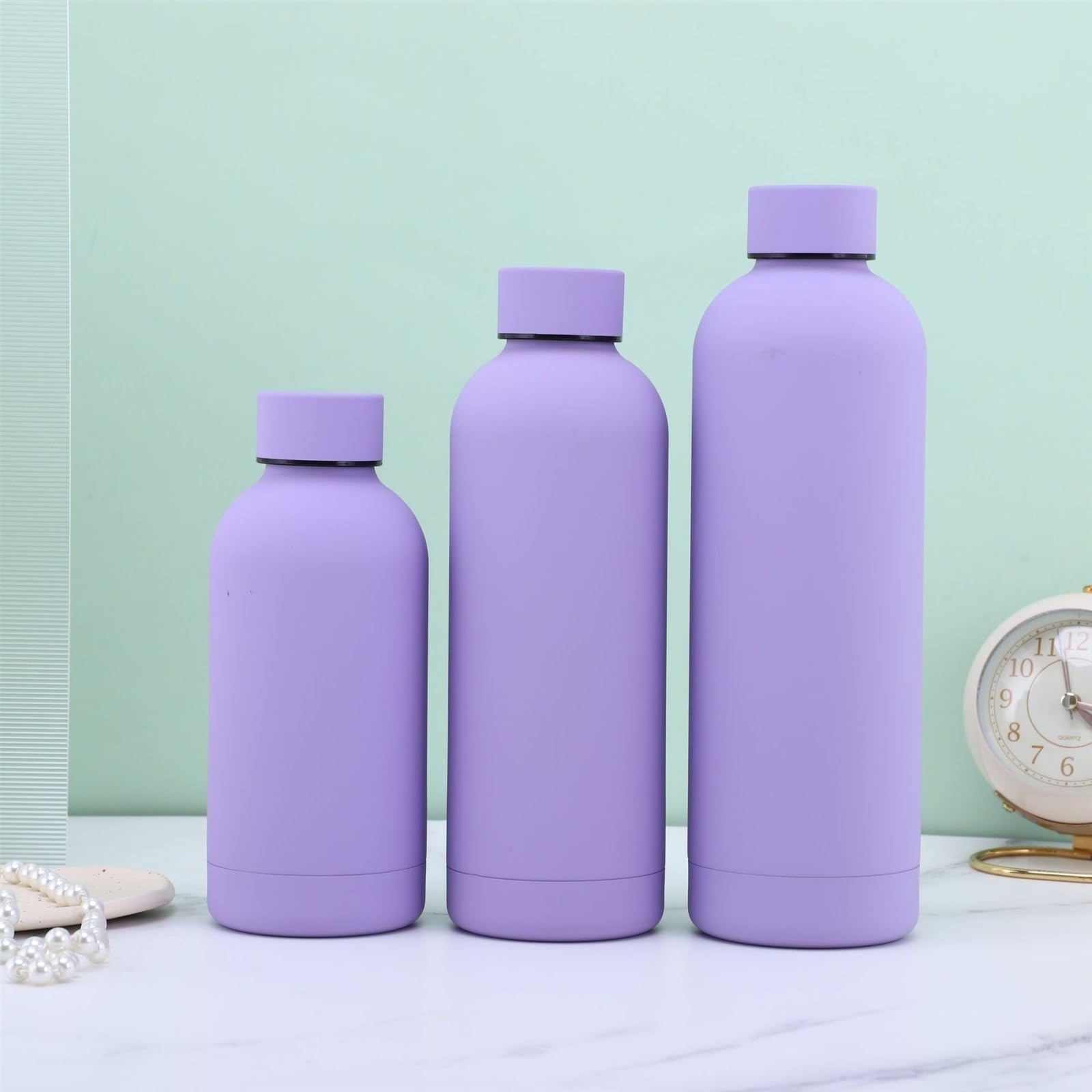 MRKU Isolierte Wasserflaschen, isolierter Wasserbecher aus Edelstahl, tragbar, einfacher Wasserbecher, großes Fassungsvermögen, Wasserbecher fürs Büro, Sportwasserflasche