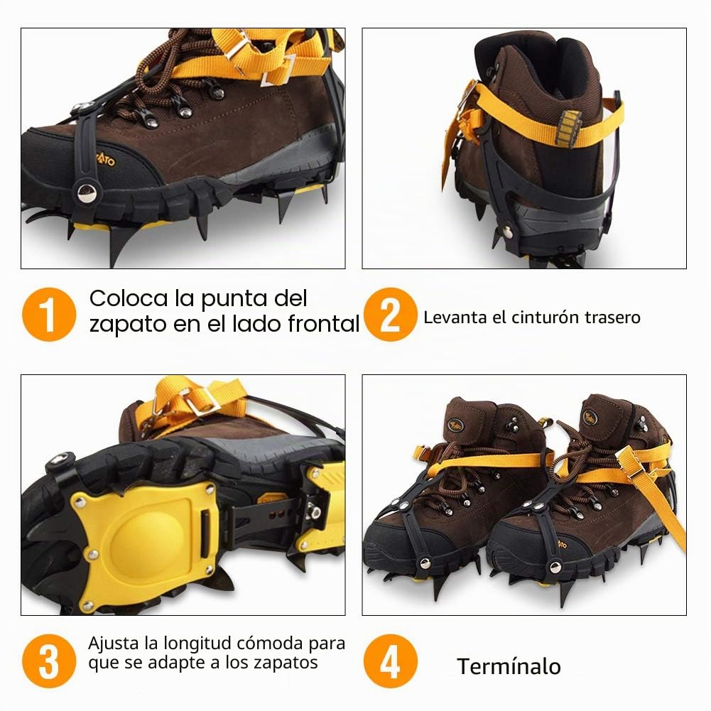 Crampones VGEBY Crampones Ganchos metálicos para zapatos de escalada Antideslizantes para nieve o hielo Deportes extremos