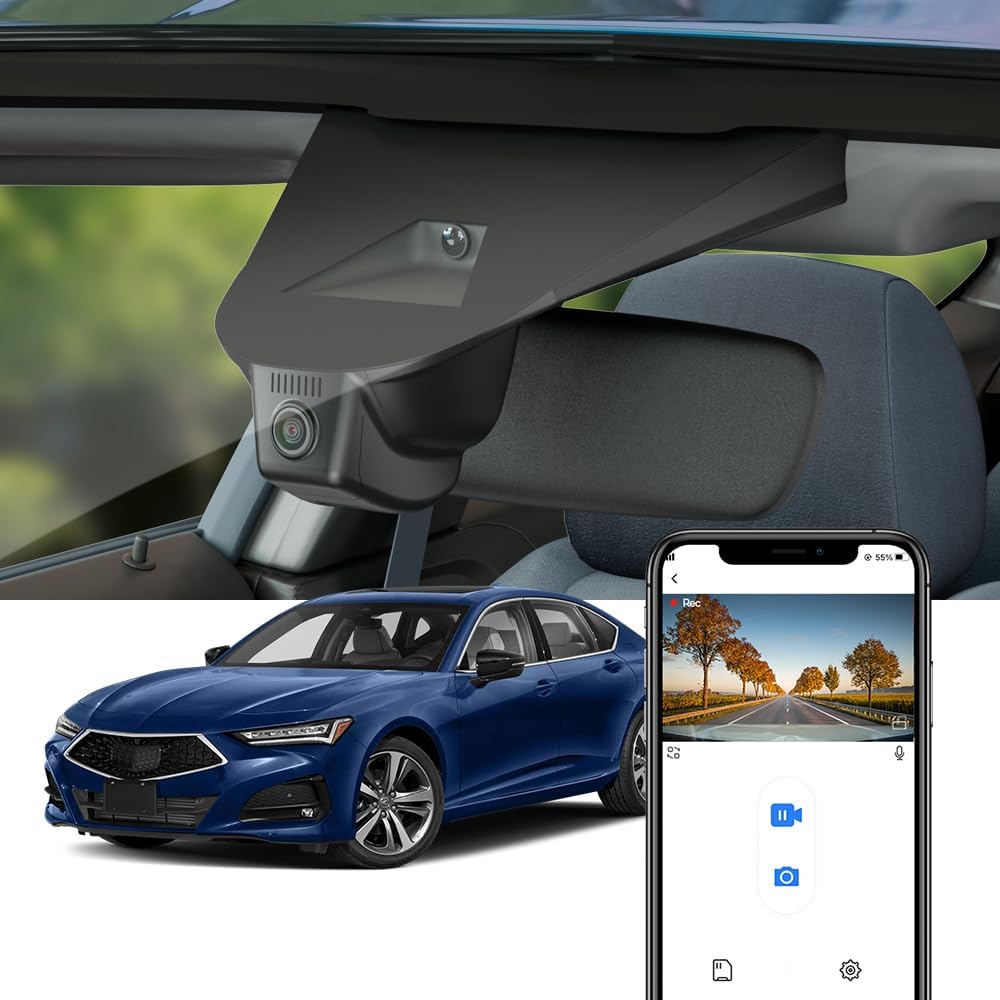 Fitcamx 4K Dash Cam Suitable for Acura TLX & TLX Type S 2021 2022 2023, OEM Factory Look, 2160P UHD Video, Built-in WiFi & APP, Loop Recording, G-Sensor, Night Vision, Plug & Play, 64GB Card