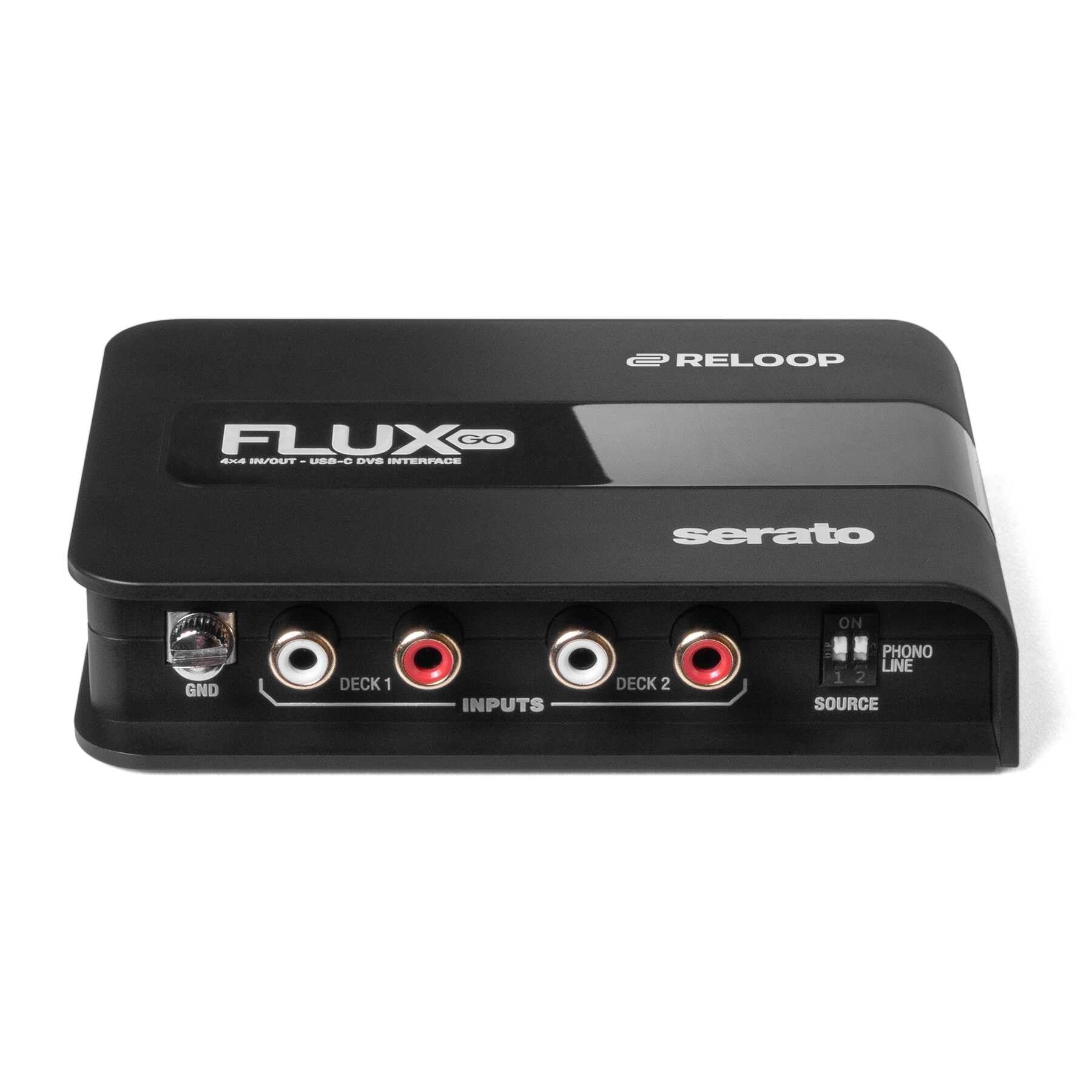 Reloop Flux Go - Interfaccia audio per Serato DJ Pro in formato tascabile, 24 bit (class compliant) per un suono cristallino e una latenza ultra bassa