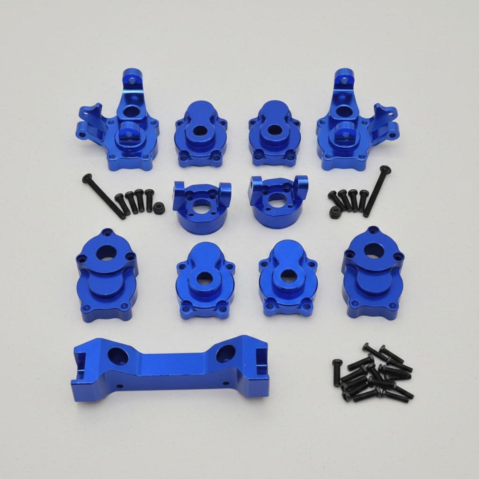 Ricambi Auto RC Set Tazza Sterzo Kit Snodo Anteriore Posteriore Supporto Tirante in Metallo Leggero per YK4102 YK4103 YK6101 Adatto per Riparazione, Blu