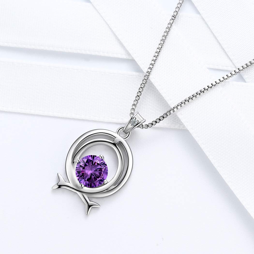 Aurora Tears 925 Sterling Sliver 12 Zodiac Sign Crystal Constellation Pendant Necklace 12 Horoscope Birthstone Necklace Jewellery Gift DP0134