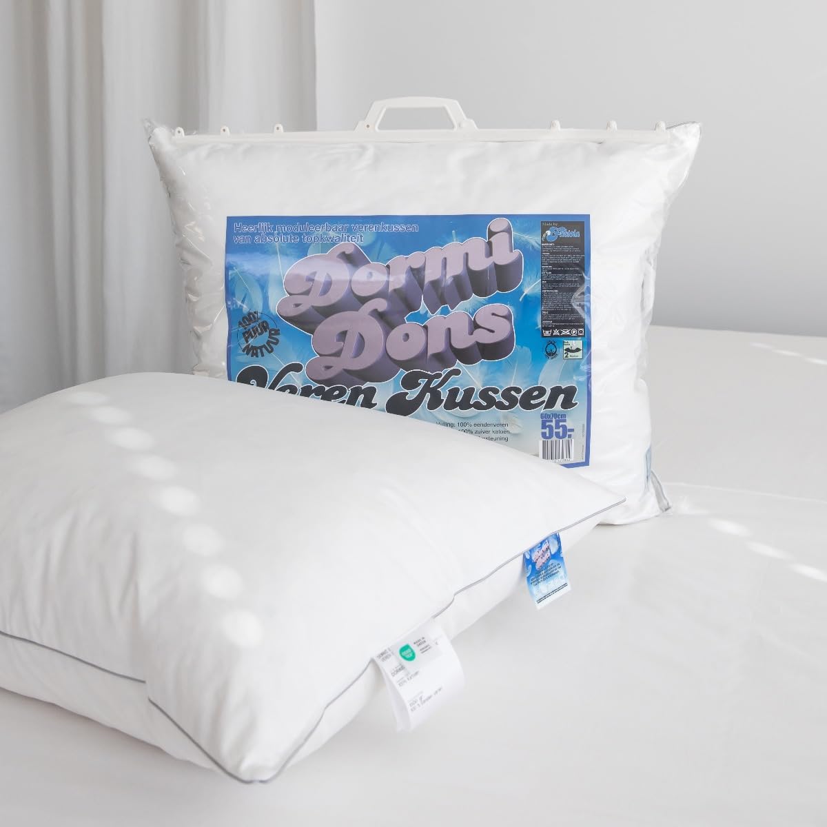 Fabiola Dormi – Poduszka piórkowa o średniej twardości – Zestaw 2 sztuk – Pióra kaczki z certyfikatem DownPass – Ergonomiczna – 60 x 70 cm
