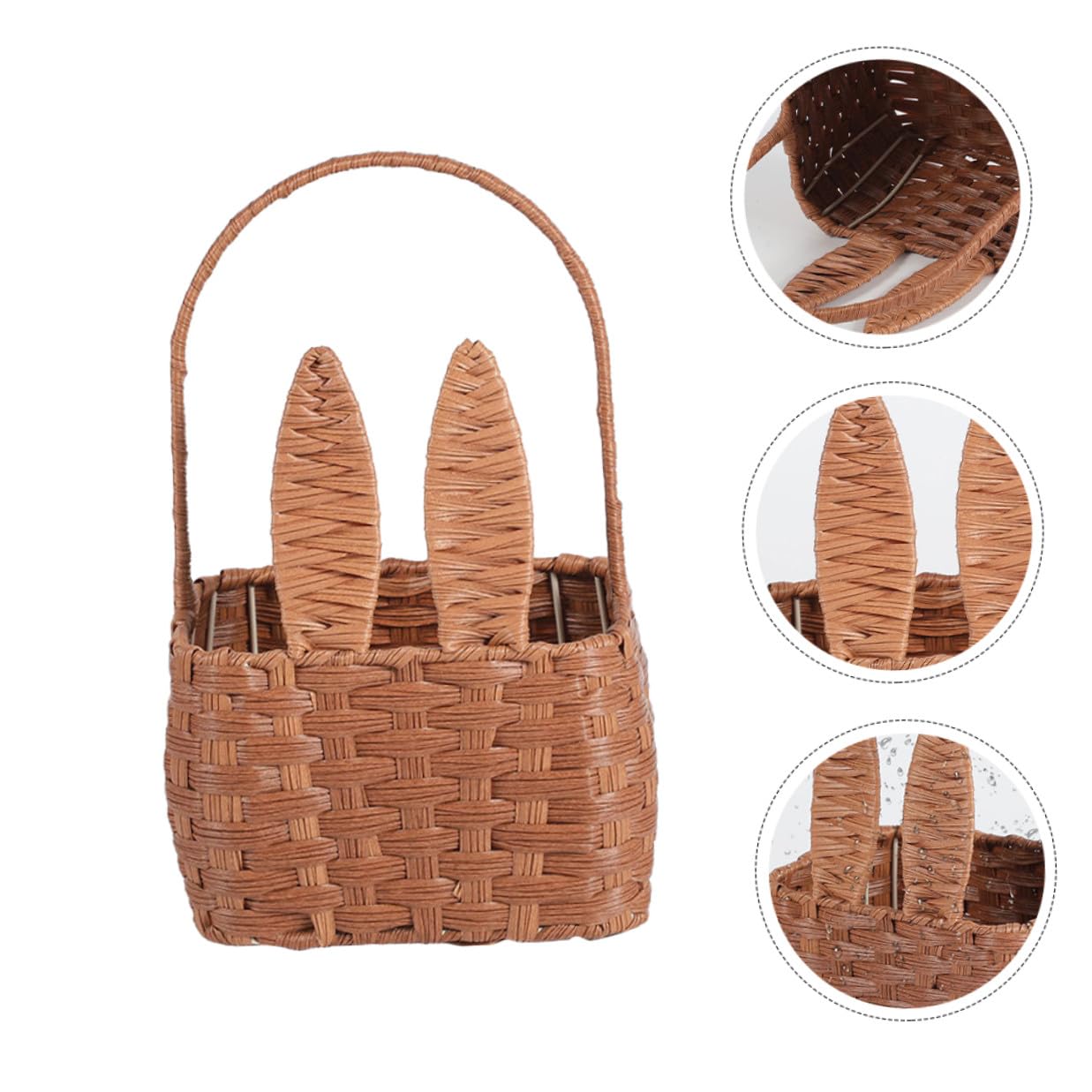 SUPVOX Cestino da Picnic Portatile in Materiale Intrecciato Resistente Manico Ergonomico, Contenitore Portaoggetti e Organizer per Alimenti, per Gite All’aperto e Uso Domestico