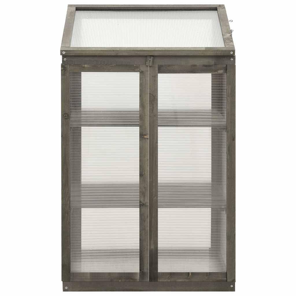 Gewächshaus Tannenholz 60x45x100 cm mit PC-Platten, 2 Regale, Klappdeckel, Fenster, Tür, ideal für Pflanzenzucht, Gemüse, Kräuter, Blumen, Tomate, Gurke, Salat