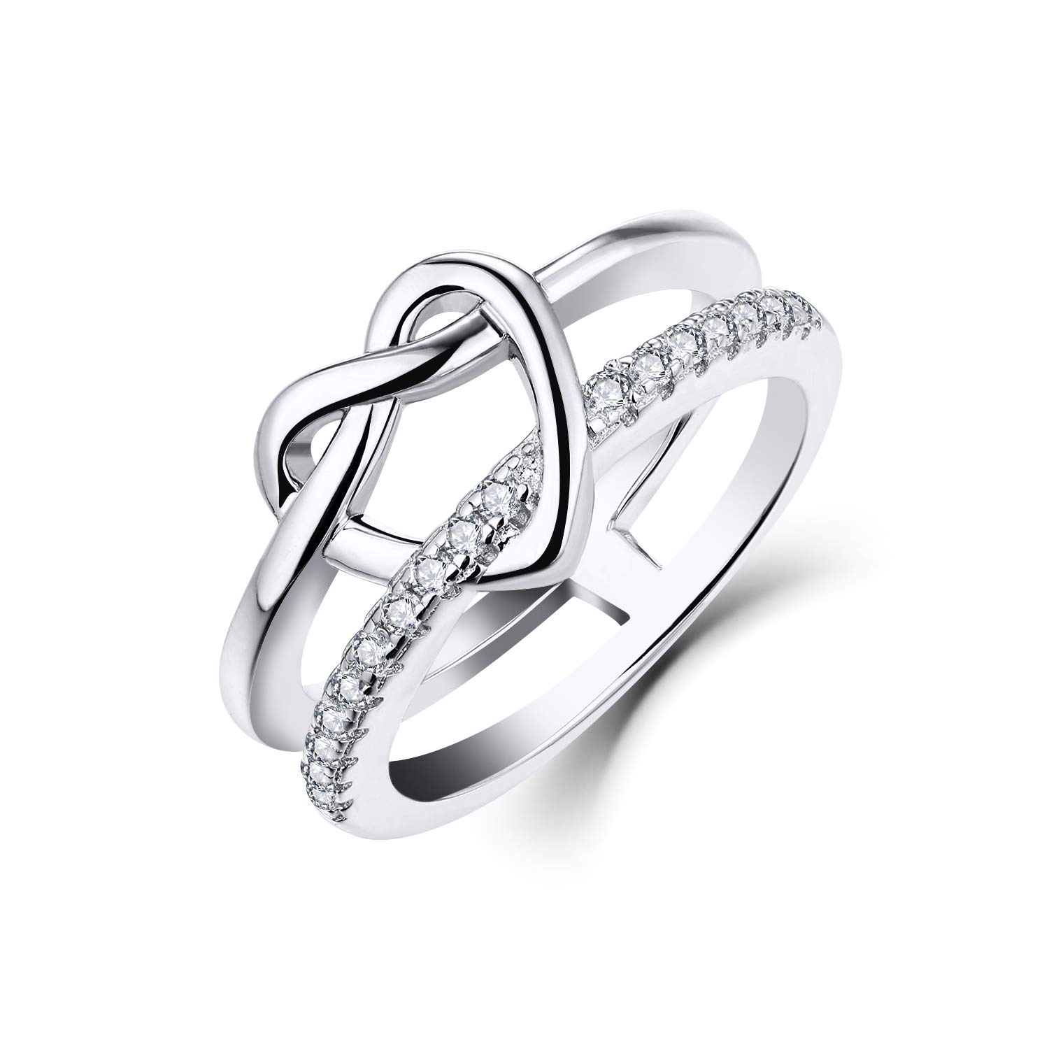 JO WISDOM Damen Ring Herz Breit Silber 925 Ringe Unendlichkeit mit 3A Zirkonia Verlobungsring,Schmuck für Frauen