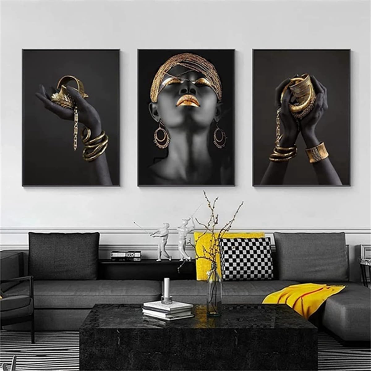3D Metal Figure Statue Art Love Heart Kiss Pictures Wall Art Living Room Wall Decoration - Without Frame (Poster 02.40 x 50 cm x 3)