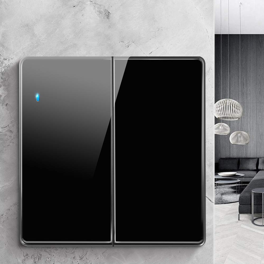 Lichtschalter, Lampenschalter, ❀ intelligente Lichtschalter, 86 Typ großer Panel-Schalter, Wandlichtschalter, Hotel, Restaurant, kommerzieller Schlüsselschalter mit LED-Anzeigelampe (Farbe: leeres Pan
