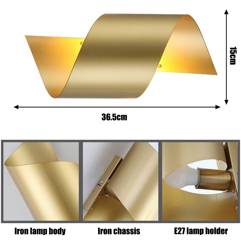 Luce LED E27 Pared de pared moderna hacia arriba y hacia abajo Aplique de pared de hierro forjado simple dorado Lámpara de iluminación interior Restaurante Café Hotel Pasillo Pas