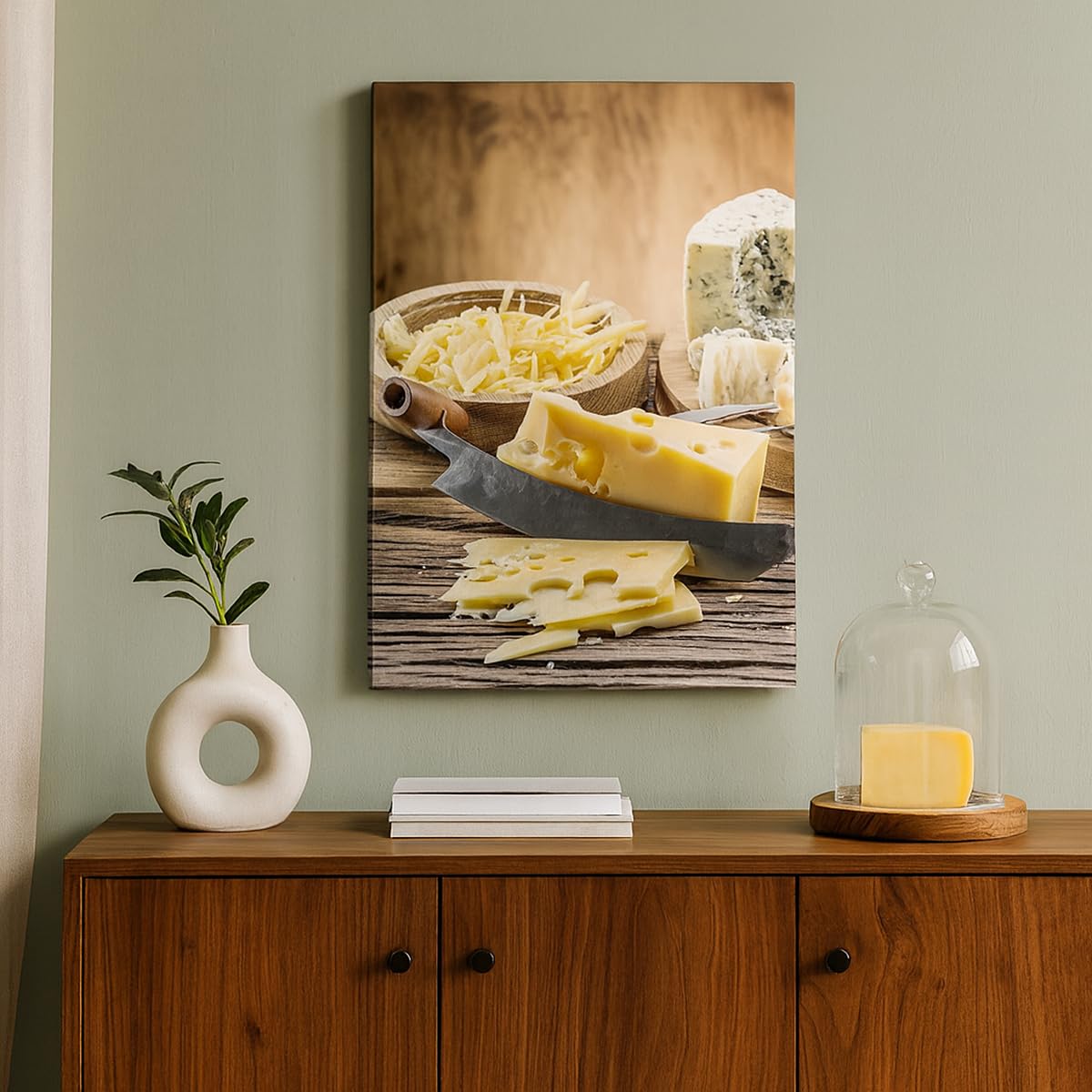 ARTTOR Cuadro sobre Lienzo 45x80 cm Moderno Vertical Cocina - 2870 | Queso Escritorio Alimento Cuadro Decorativo Arte mural Decoración del Hogar Salón Dormitorio Cocina Cuadros de Pared
