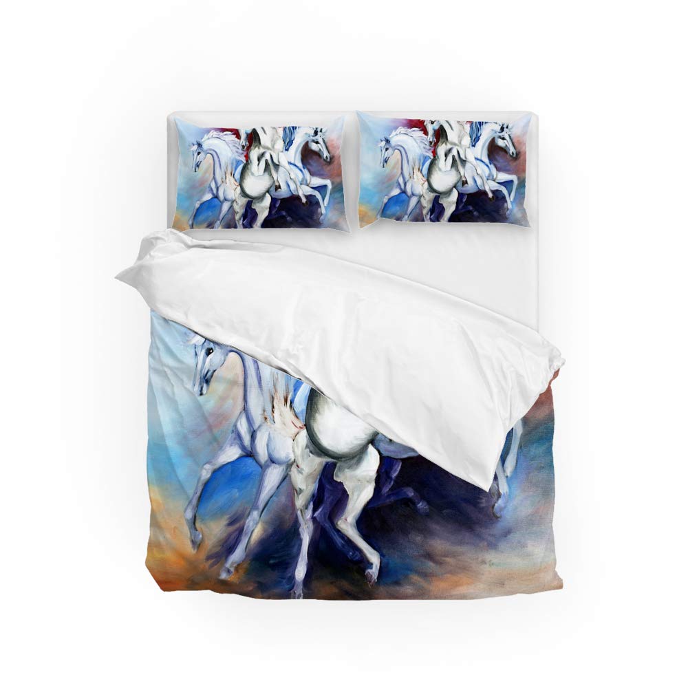 Housse de couette cerf forêt nocturne King size et 2 taies d'oreiller
