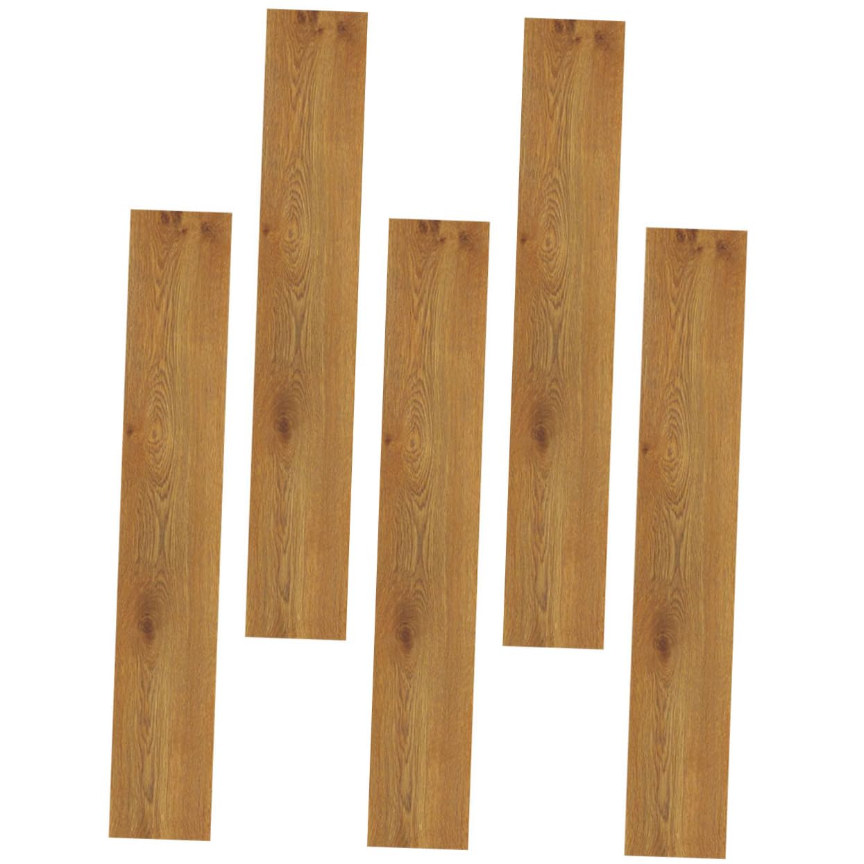 5pcs Rustic Wood Grain Floor Stickers Self Adhesive Decals for Living Room Bedroom Kitchen Office Easy to Cut
