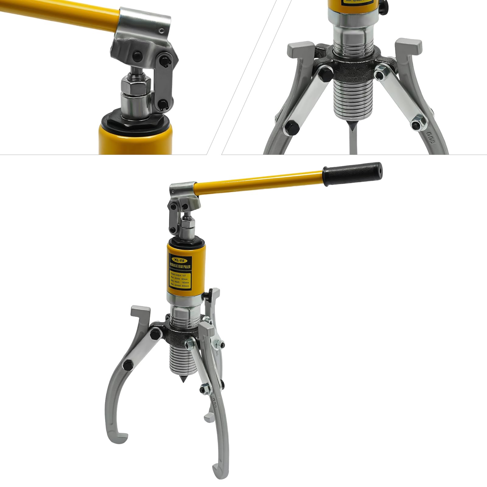 15T - Extractor hidráulico hidráulico de cojinetes, juego de extractor de cubos, 15 toneladas de fuerza de tracción profesional para poleas, engranajes y cojinetes, bridas, robusto kit de extractor de