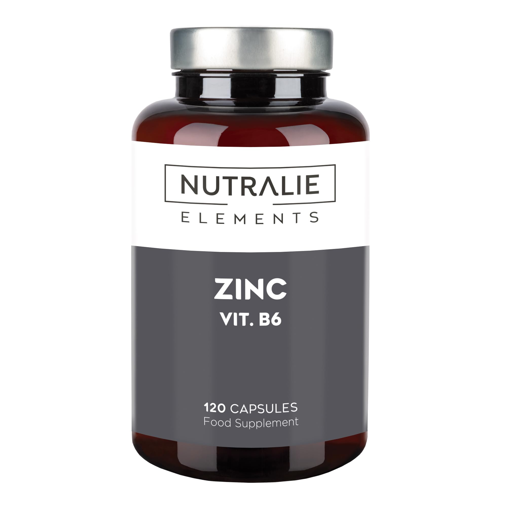 Zinc Supplements with Zinc Citrate and Vitamin B6 for Women and Men - 120 Vegan Capsules Nutralie