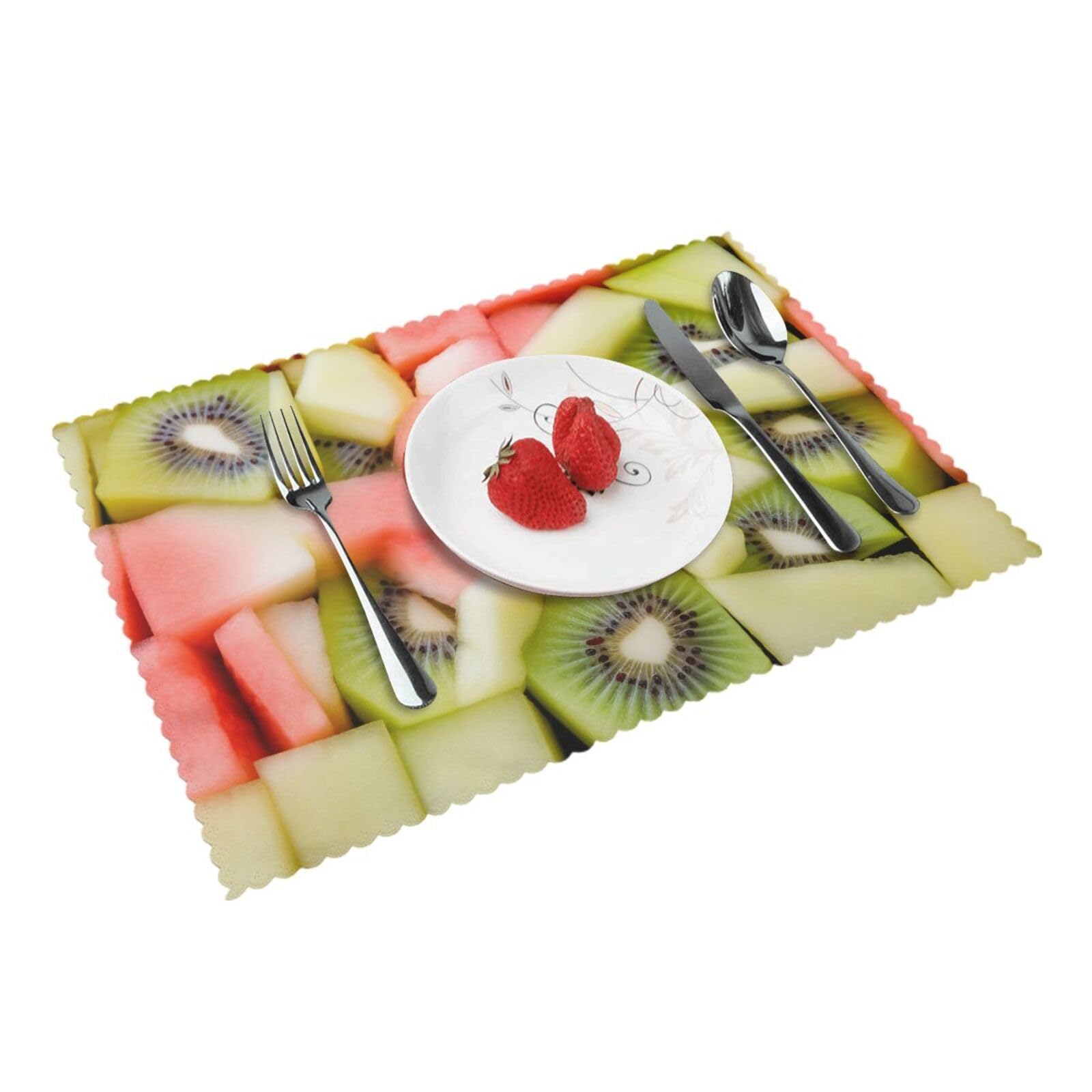 Kiwi Watermelon Printed Placemat Heat Resistant Place Mats Set of 4 PCS Washable Kitchen Table Mats, 12x18 Inch