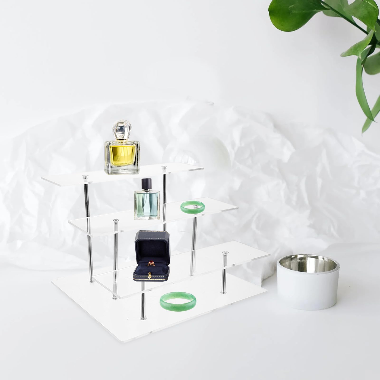 Espositore Cosmetici a Tre Livelli in Acrilico e Lega per Display
