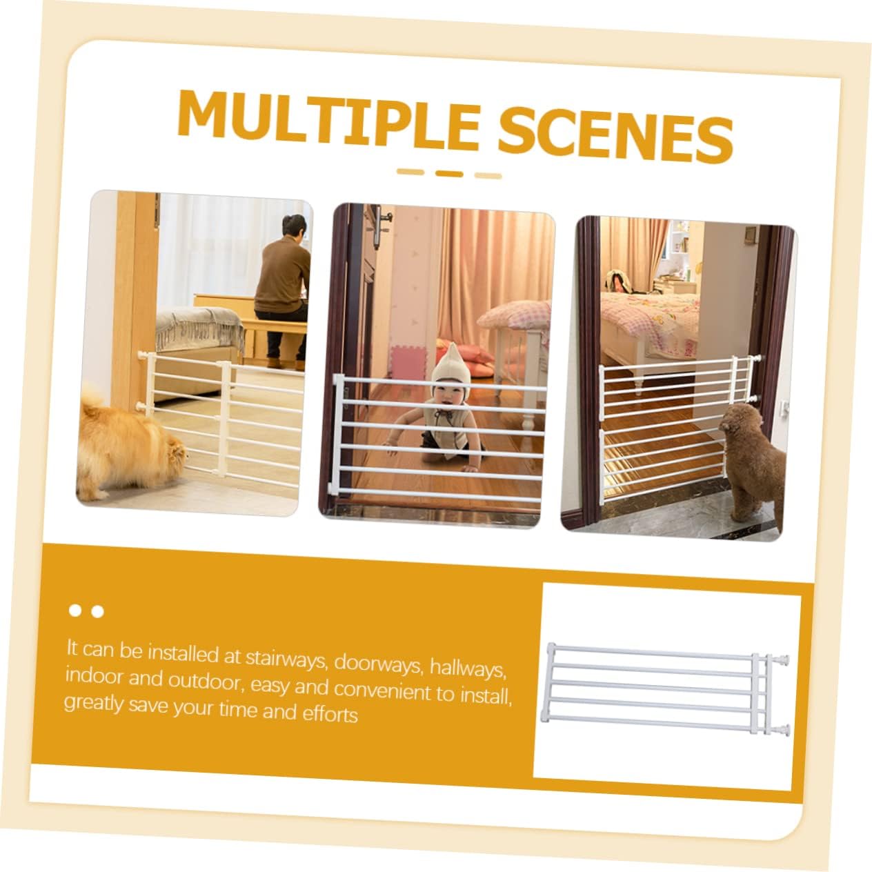 Kisangel Short Dog Gate Expandable Safety Gate Small Pet Fence Pet Gate for Indoor Doorway Staircases