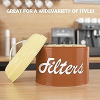 Vista 3 de Soporte de Filtro de Café en Cesta Marrón con Tapa - Envase de Almacenamiento Redondo para Mostrador - Accesorios de Barra de Café Decoración