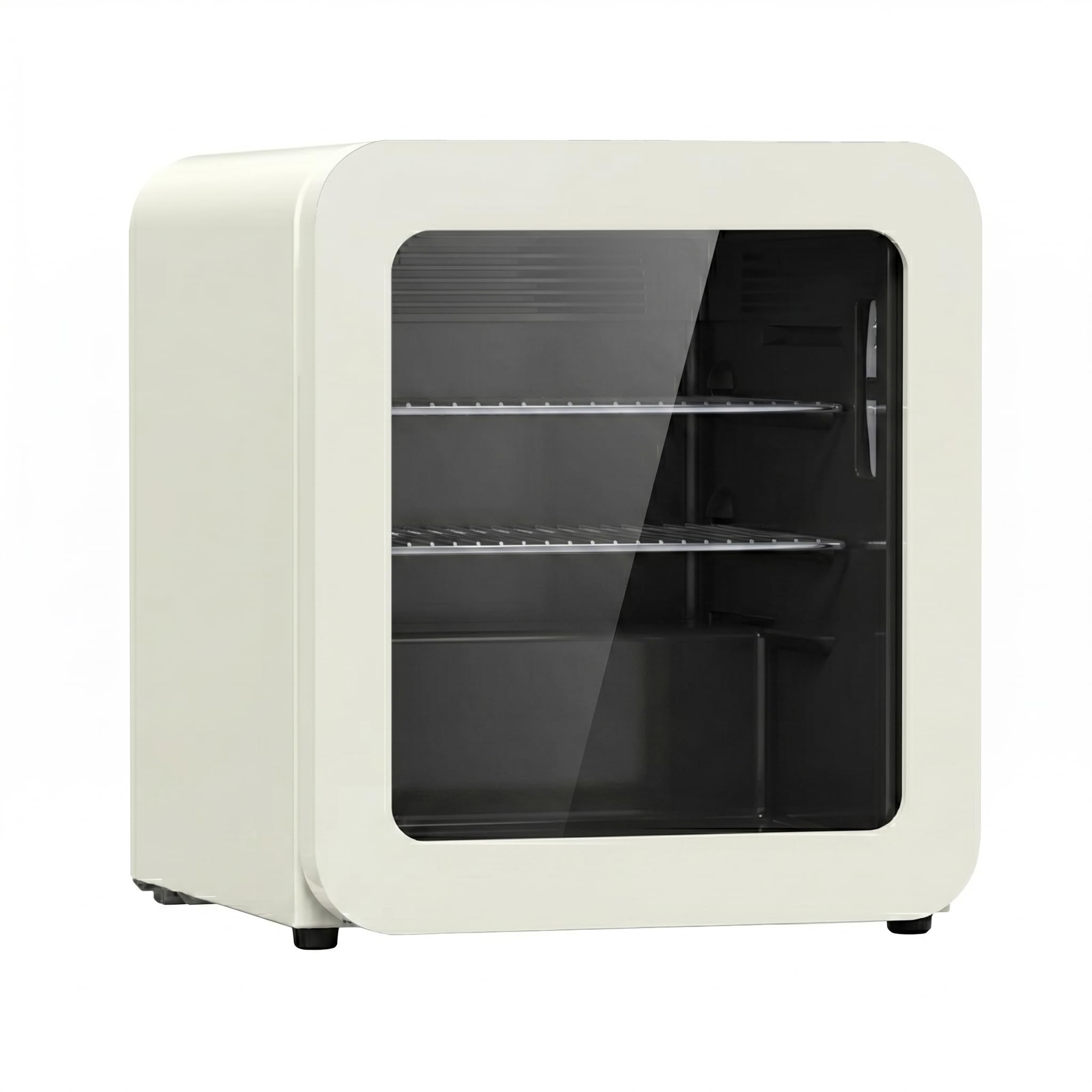 °CUBES Retro Kühlschrank 48L Creme – Kompakter Mini Kühlschrank für Zuhause, Büro, Kiosk & Gastronomie – Leiser Getränkekühlschrank für Küche, Home Office, Gaming Room & Hotel