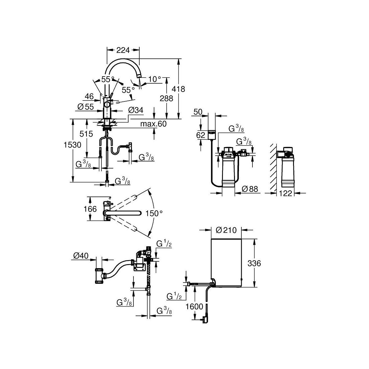 Grohe Red Duo Bateria, Biały/Srebrny, ‎59,5 x 40 x 40 cm; 500 g