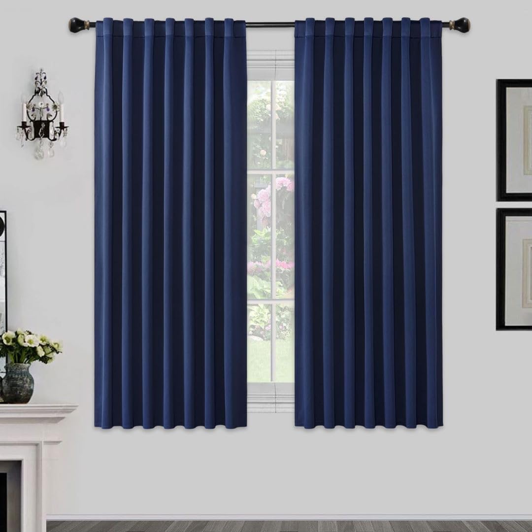 Joydeco Vorhänge mit Verdeckten Schlaufen 2er Set,Verdunkelung Blackout Blickdicht Polyester Vorhang Stangendurchzug Gardinen Schlafzimmer Wohnzimmer Thermo Schalldämmend Curtains Maschinenwaschbar