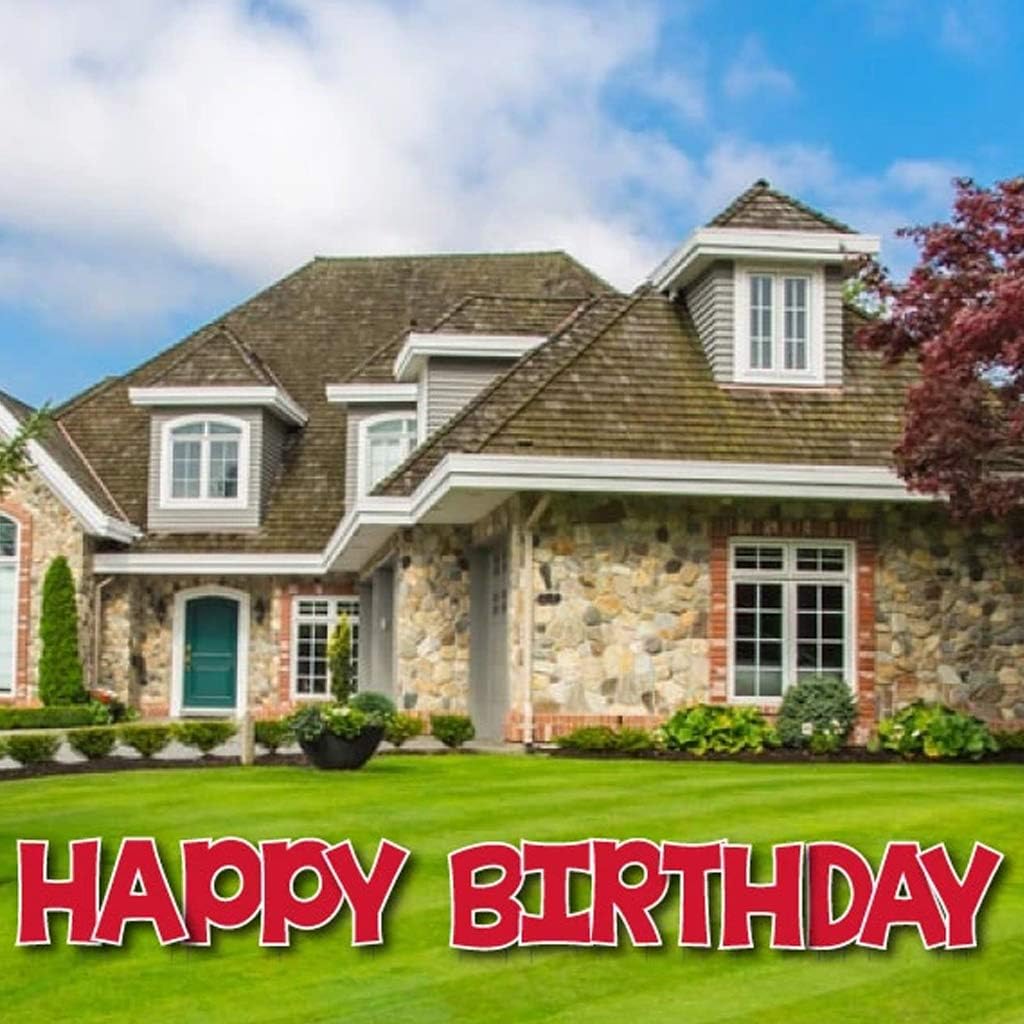 Happy Birthday Letters Yard Card, 18 Inches High, 13 Pieces with Stakes, Waterproof Corrugated Plastic, Yard Decorations (18-Inches High, Reflex Blue)