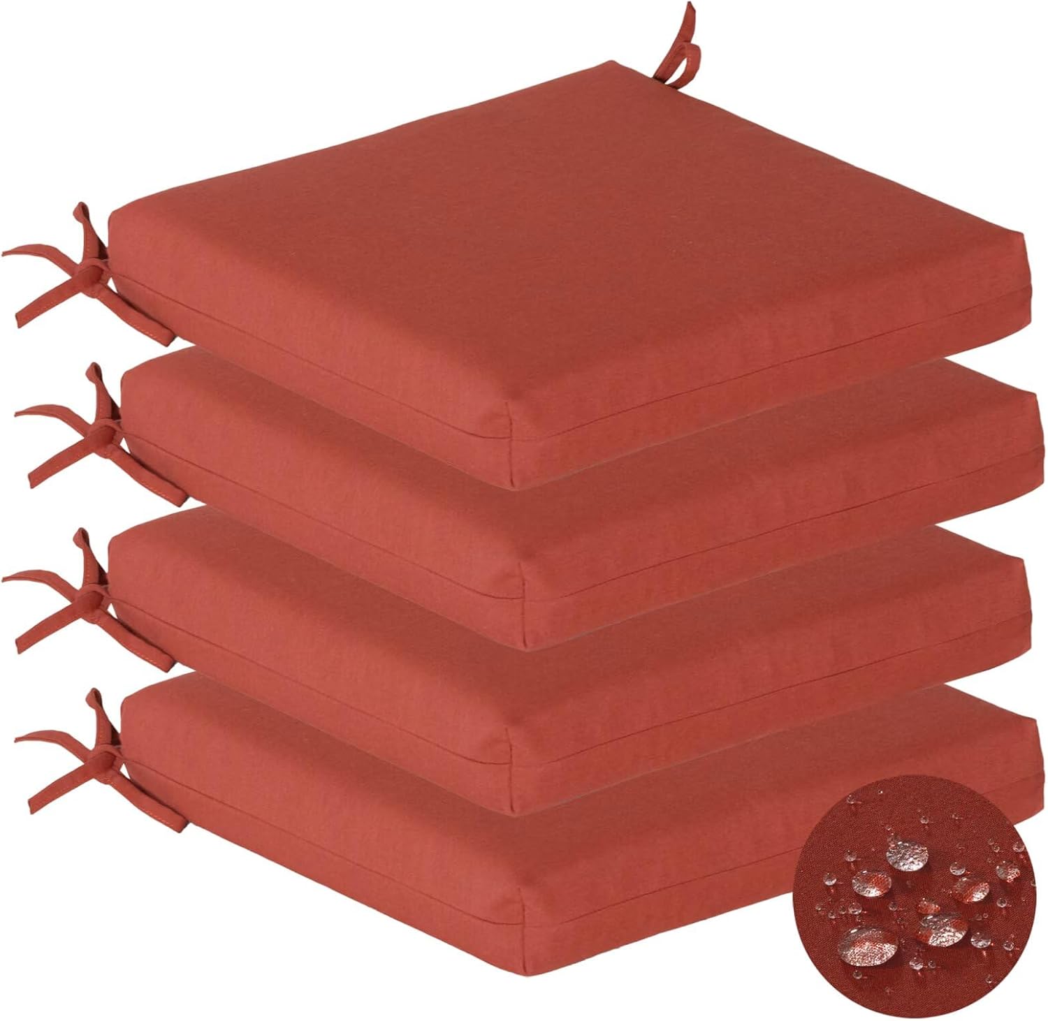 Outdoor Chair Cushions, Red-Brown, 20x20x3.1 in, Set of 4