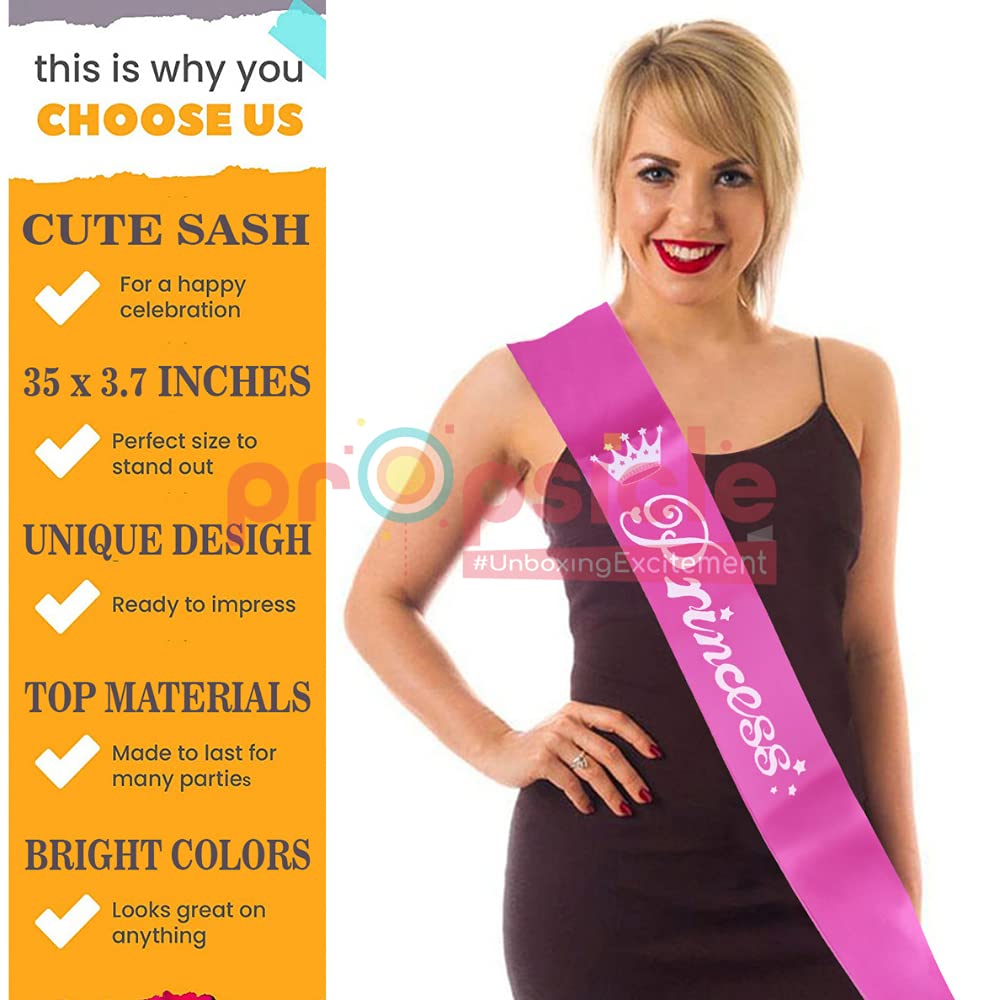Propsicle Light Pink Satin Princess Sash Happy Birthday Girl Sash Party Item Pink Theme Birthday Party Decoration Women, Girls, Mom Bday Party, 16th Birthday Decorations - Pack of 1 - Image 3 thumbnail