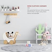Vista 4 de 20 perchas de madera para muñecas, mini perchas para muñecas para accesorios en miniatura (4.7 in)