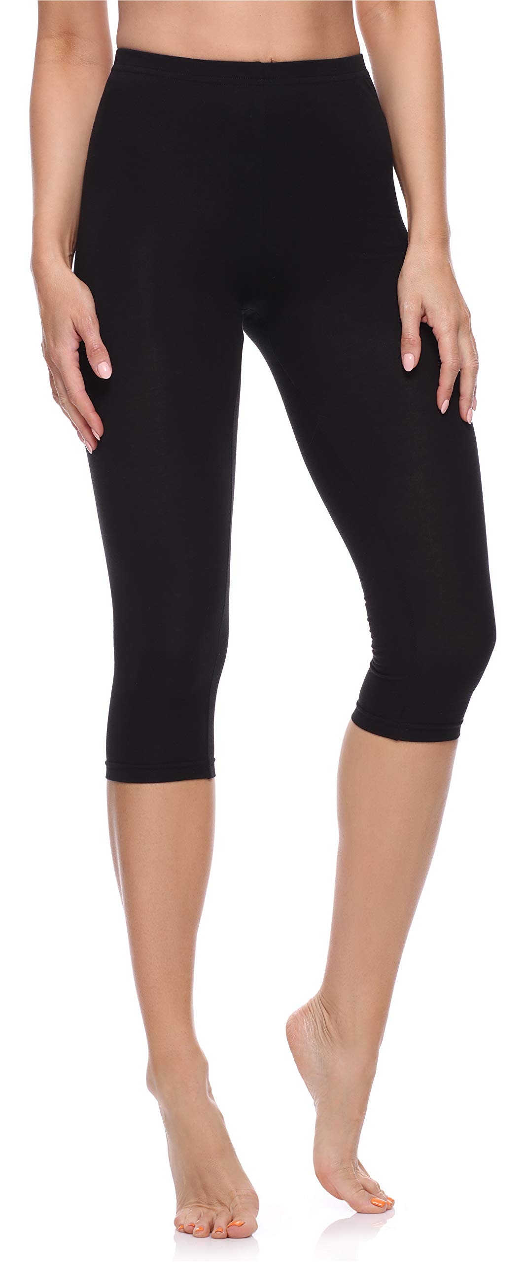 Merry Style Leggings Donna 3/4 Pantaloni Capri Morbidi e Confortevoli Leggins Donna in Cotone Traspirante Elastici e Delicati sulla Pelle Sensibile MS10-199