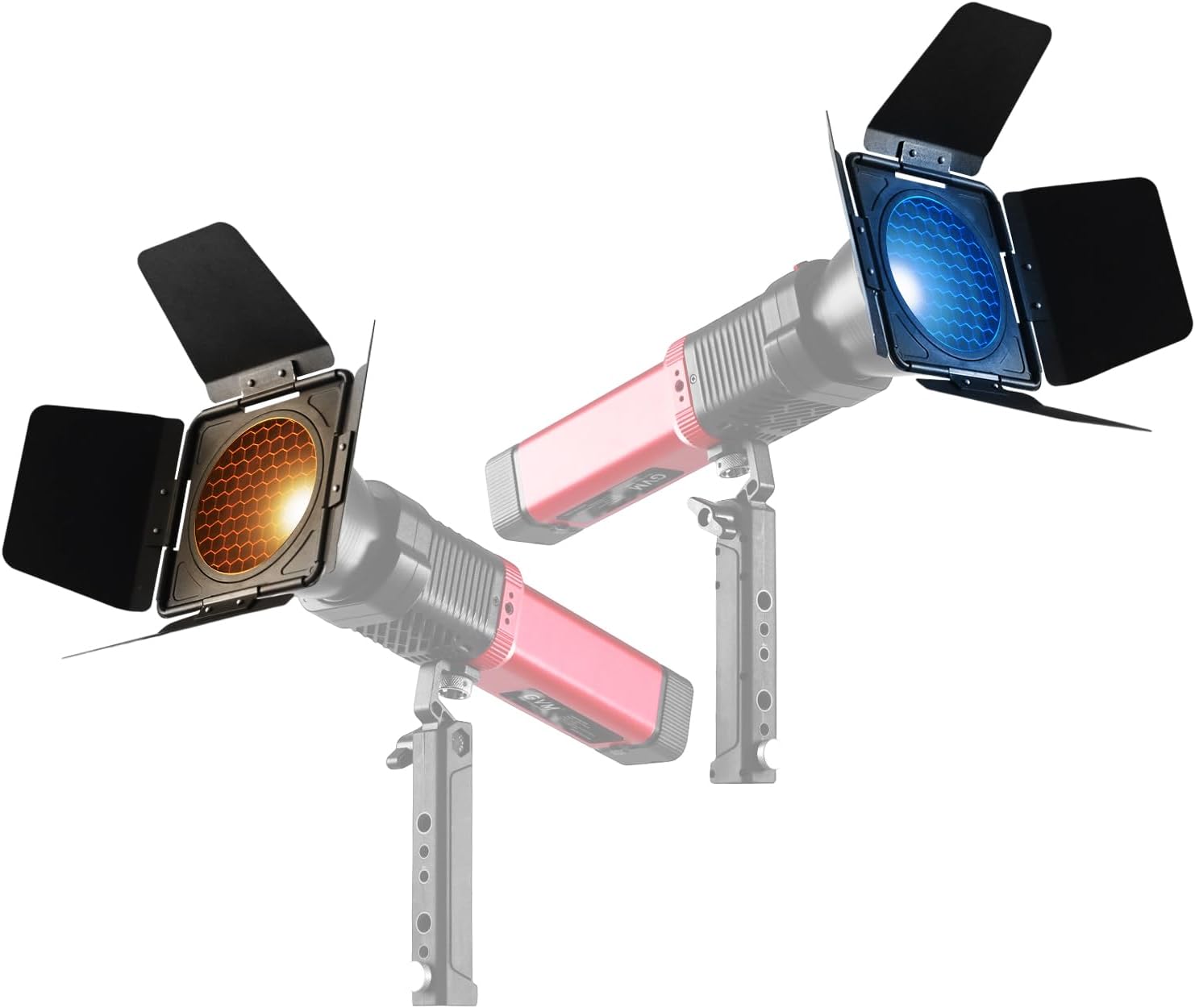 GVM Barn Door + Honeycomb Grid for PD60B PD60C PL60B PL60C Video Lights, Durable Metal Build, Adjustable Light Direction, Shape, Intensity, and Color for Photographers in Shape of Handheld Flashlight