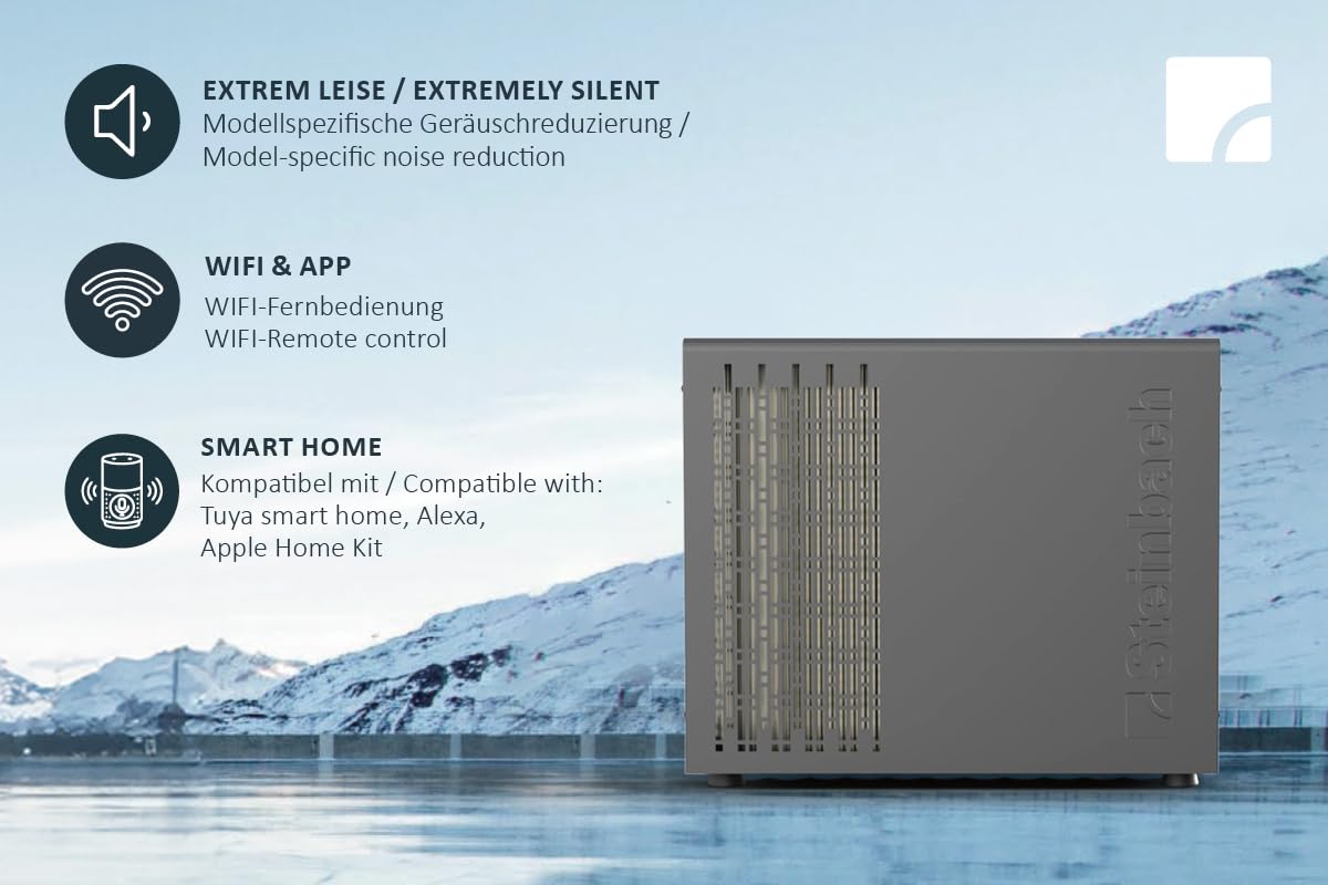 STEINBACH Wärmepumpe Silent Mini – 049310 – Inverter Wärmepumpe für Pools bis 20.000 l – Heizleistung 4.000 W, Besonders leiser Betrieb und effizient Dank Inverter-Technologie, Kabelgebunden