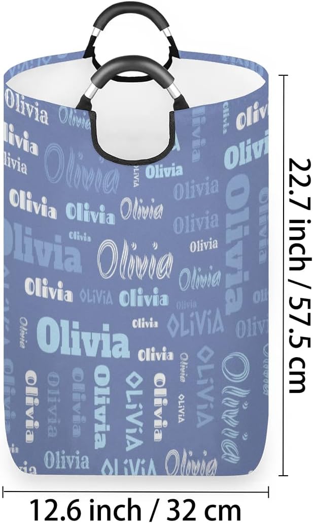 Colorful Name Personalized Laundry Basket with Handles, Custom Laundry Hamper with Name for Bathroom, Dirty Clothes Storage Basket Gifts for Men Women Boys Girls