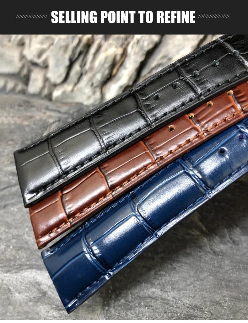 Pasek do zegarka z prawdziwej skóry bydlęcej do zegarków pilotów rodziny IWC Portugieser Porotfino, pasek do zegarka 20 mm, 21 mm i 22 mm, składana klamra