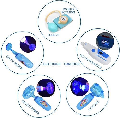 Miniatura 3 de Kit de médico para niños, 32 piezas de juguetes de doctor, juego de dentista con estetoscopio y esfigmomanómetro, juego de rol de doctor para niños