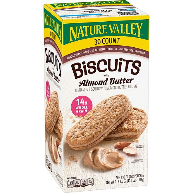 Generic Natures Valley Biscuit Sandwich with Delicious Almond Butter Filling, Whole Grain, Low Protein 3g (30 Count)
