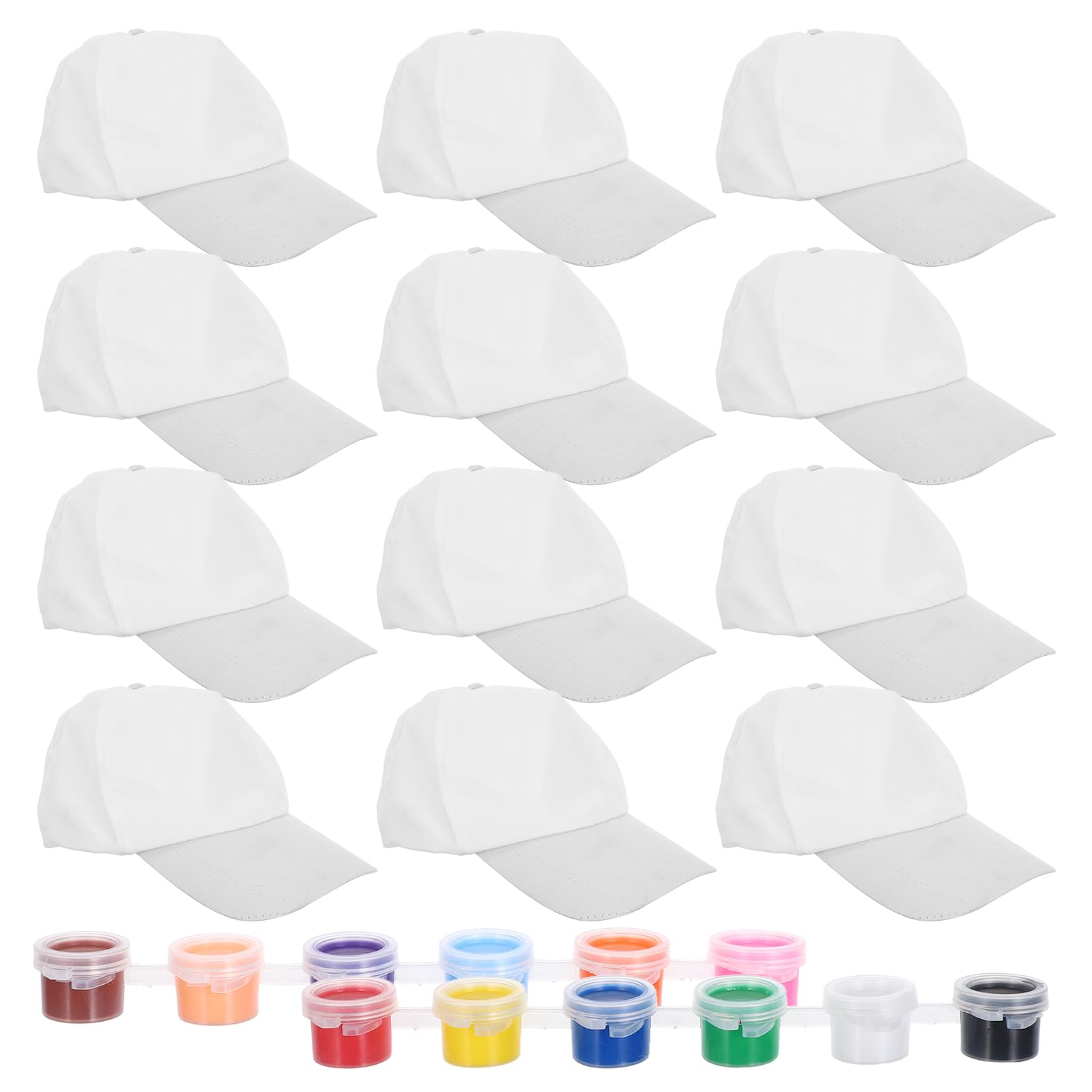 Amosfun 12 Cappellini da Baseball Fai-da-te per Bambini da Dipingere – Cappellini Creativi da Dipingere per Compleanni, Scuola, Lavoretti E Attività di Gruppo