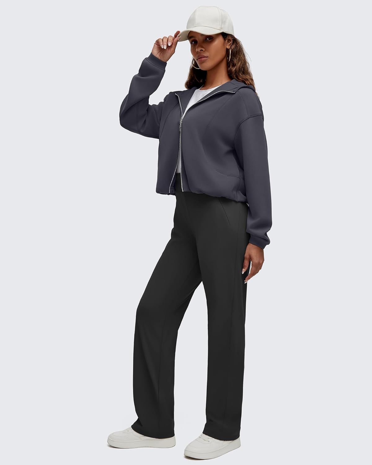 G4Free Smoofit Women's Two Way Full Zip Jackets Modal Soft Casual Hoodie with Pockets - Image 7