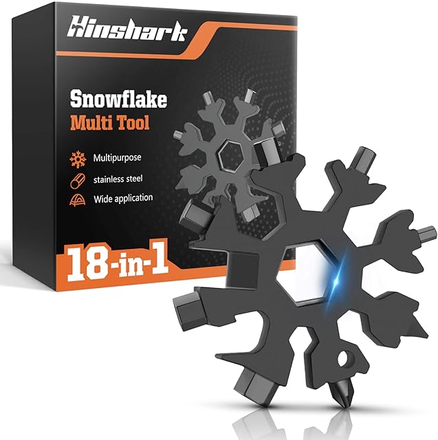 Hinshark Gifts for Men, Valentines Gifts for Him, 18-in-1 Snowflake Multi Tool Gifts for Dad, Gadgets for Men Gifts for Valentines, Birthday Gifts for Him, Christmas/Father s Day Gifts for Men/Dad