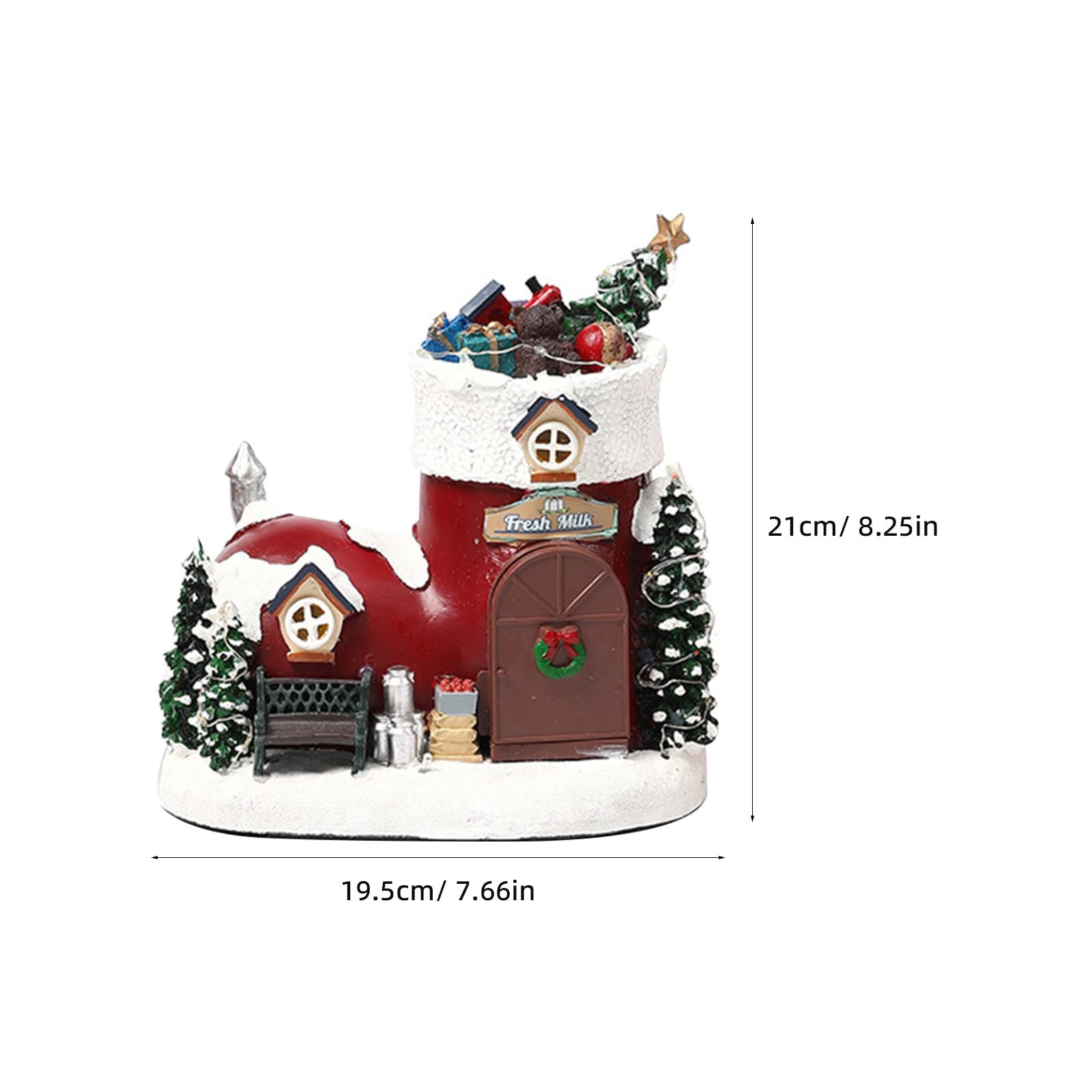 Artibetter Carillon a Forma di Stivale Natalizio: Stivale Natalizio in Resina Dipinto a Mano con Musica e luci - Scarpa di Babbo Natale Musicale illuminata per caminetto, mensola del, Regalo ricordo