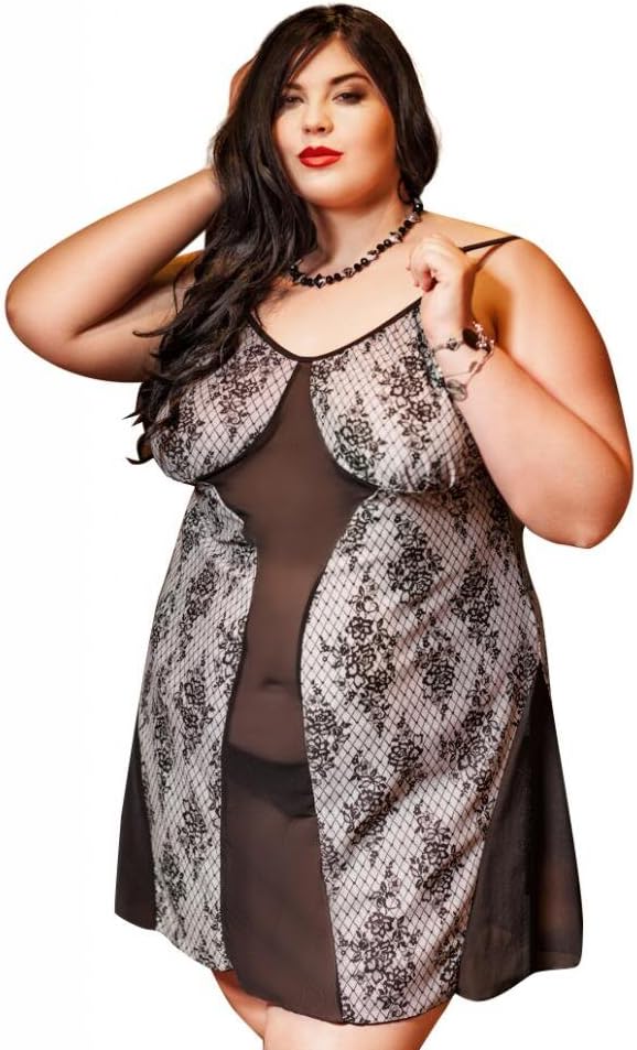 Nine X Black and Grey Snakeprint lace Patern Babydoll S-6XL, 8-26 e