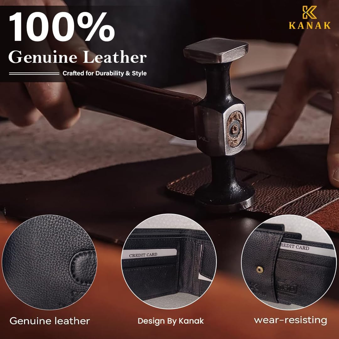 Easy Access Genuine Leather Wallet, Compact Bifold with Tab Closure, Black, 4.3 inches x 3.5 inches x 0.60 inches - Image 6