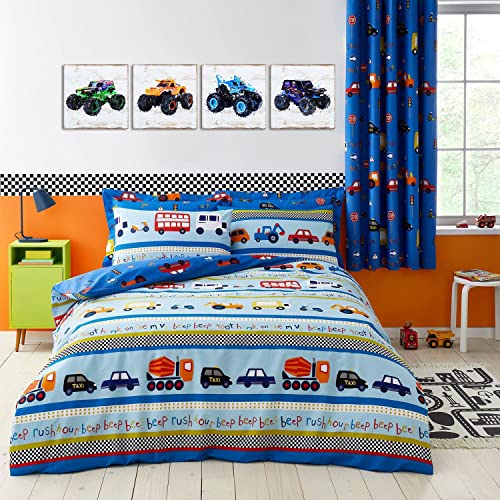Vintage Monster Truck Room Wall Decor For Boys Car Pictures Kids Bedroom Wall Art Watercolor Trucks Canvas Paintings Nursery Bathroom Playroom Artwork Toddler Vehicle Party Home Decoration 20×20" 4 Pcs #TOP2