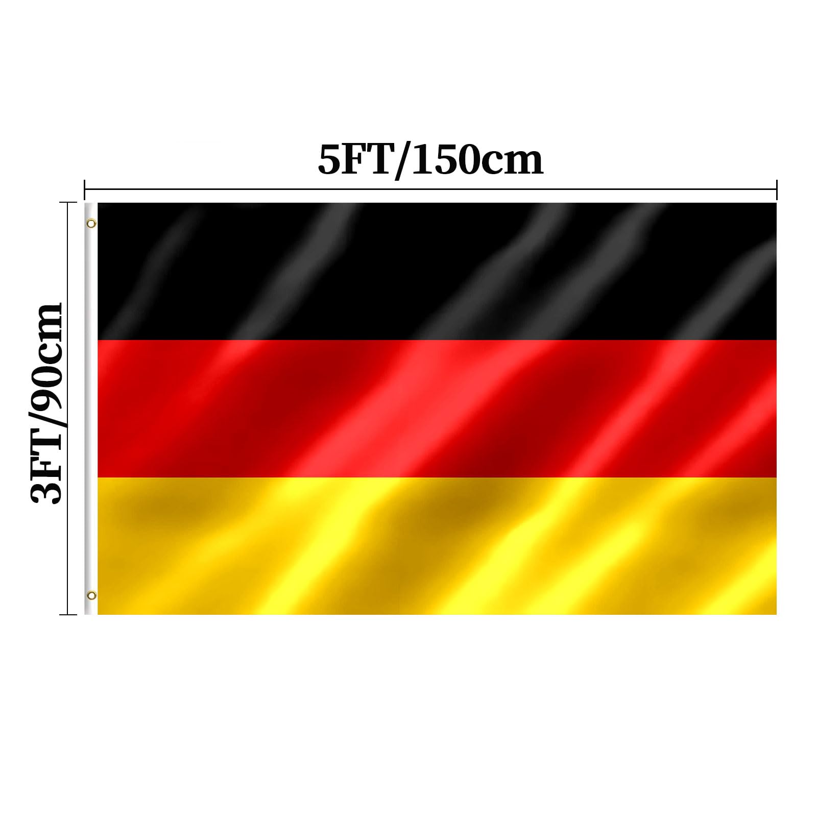 German Flag 3x5 FT Germany Flag With Brass Grommets Fade Proof For Outdoor Decor(German) - Image 2